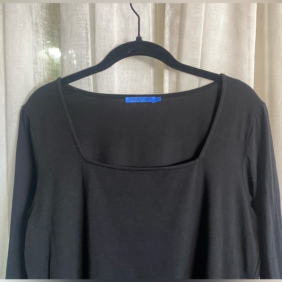 J. Mclaughlin Black Square Neck Top Medium 3/4 Sleeve EUC - Picture 3 of 8